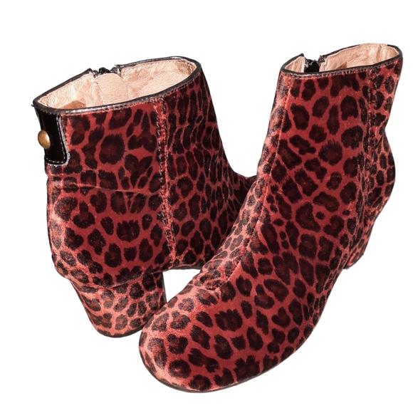 H by Hudson London Garnett Velvet Leopard Print Ankle Boots SZ EU 37 - Picture 1 of 10